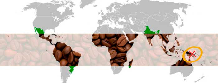 Cinturón cafe origen papua nueva guinea