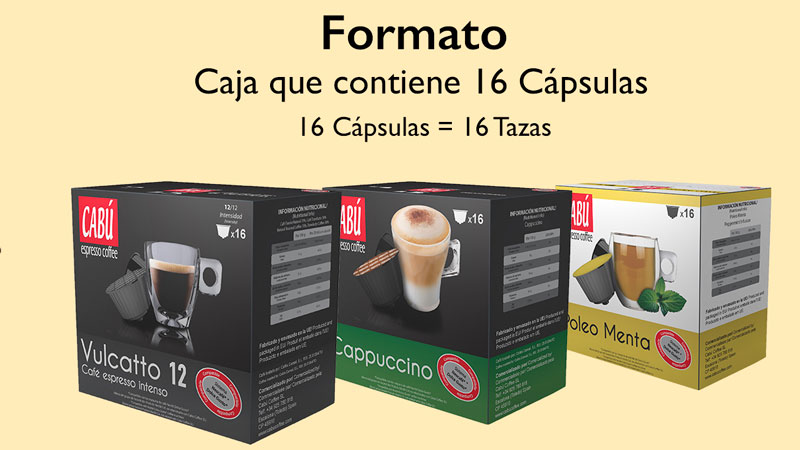 formato cajas capsulas compatibles cabu coffee